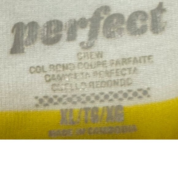 Women Perfect Bright Yellow & White Tee Shirt Size XL - Picture 3 of 4